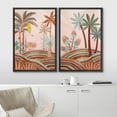 thumbnail image 3 of IDEA4WALL Framed Canvas Print Wall Art Set Geometric Tropical Jungle Palm Tree Landscape Digital Art Decorative Bohemian Colorful Chic Artwork for Living Room, Bedroom, Office - 24"x36"x2 Black, 3 of 5