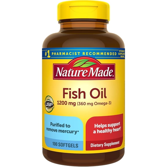 Nature Made Fish Oil 1200 mg Softgels, Fish Oil Supplements, 100 Count