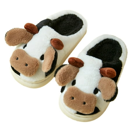 

Kids Shoes House Slippers Bedroom Home Cartoon Cow Cotton Slippers Winter Indoor Outdoor Slippers Boys Girls