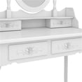 thumbnail image 6 of Vanity Table Set with 4 Drawer, Makeup Dressing Table w/Cushioned Stool, Rose Carving Makeup Table, Girls Women Bedroom Furniture Set Oval Mirror-White, 6 of 7