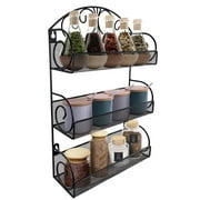 3 Tier Spice Rack for Organizing Spice Jars and Condiments, Black Metal Spice Organizer for Wall and Door