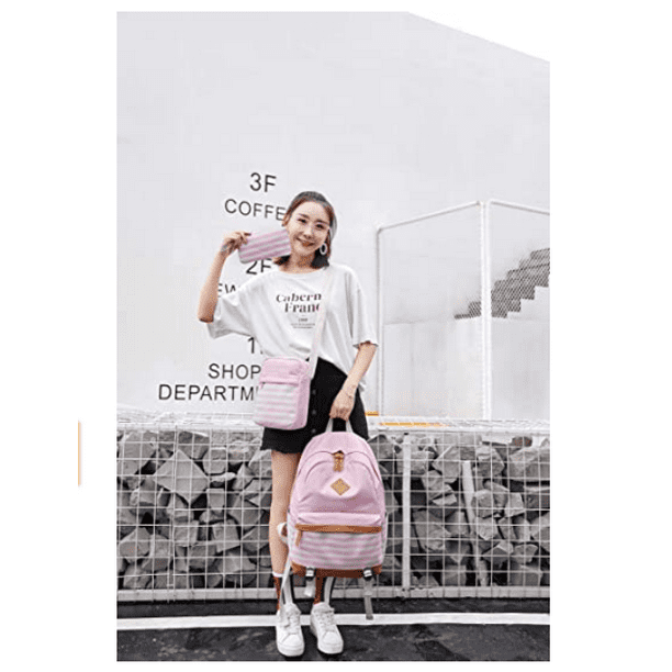 Supermandulit Backpack Girls School girls School Bags Set Bookbags Shoulder Bag Pouch 3 In 1 Color Pink