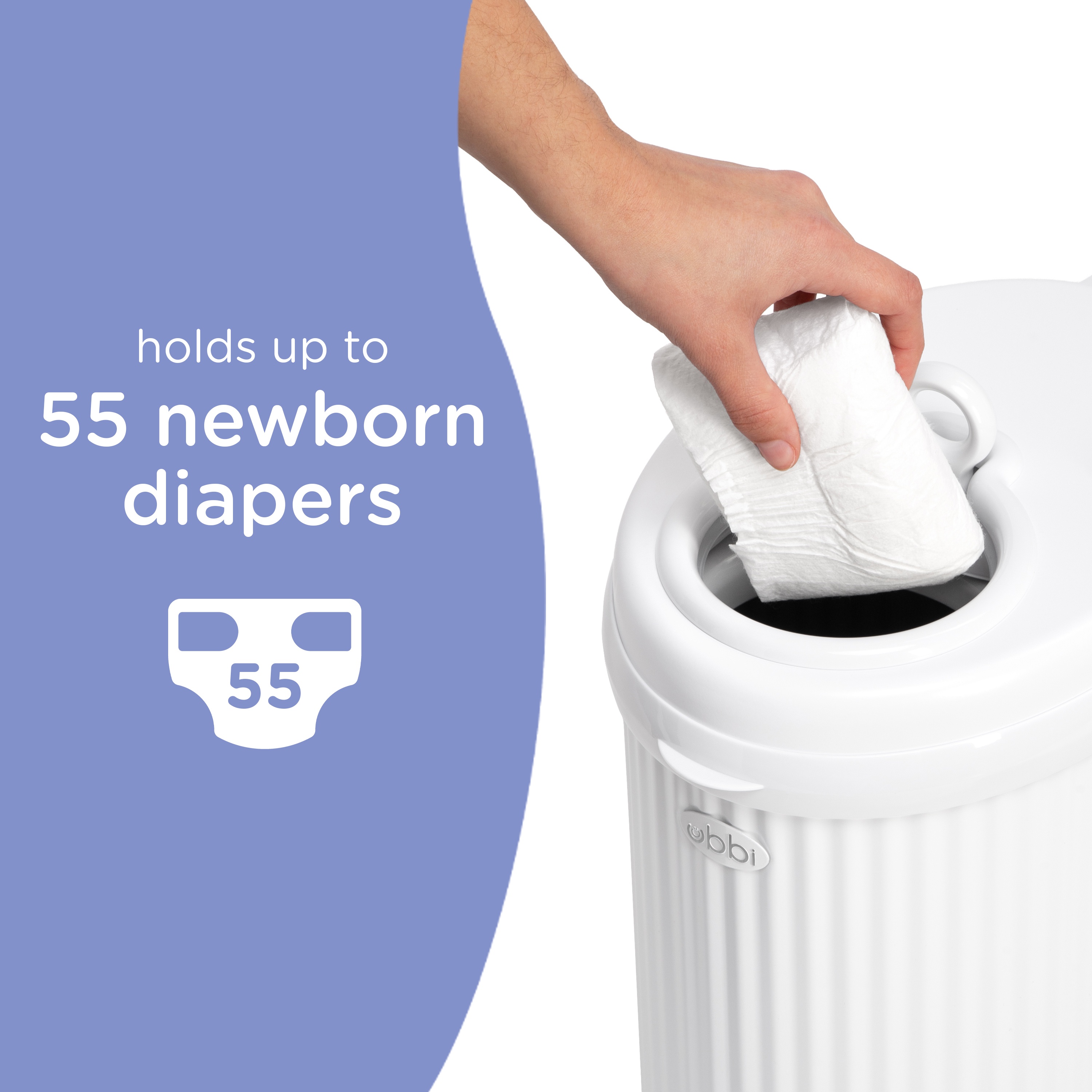 Ubbi Fluted Stainless Steel Diaper Pail - White photo 6