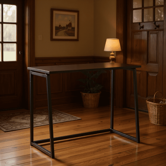 FurnitureR Modern Mid-Century Kitchen Table, 59“ Farmhouse Rectangular Walnut Dining Table for Dining Room,Apartment,Small Spaces,Sturdy Metal Frame