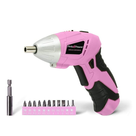 Pink Power PP481 3.6 Volt Cordless Electric Screwdriver and Bit Set for