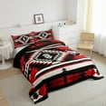 thumbnail image 3 of Homewish Vintage Aztec Print Bedding Comforter Set,Abstract Rhombus Striped Twin Comforter Sets,Red Black White Bedding Set For Adults,Luxury Bedroom Decor Reversible,2 Pieces, 3 of 8