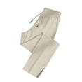 thumbnail image 3 of CYYOLLPF Linen Pants Women Yoga Sweatpants Pull on Pants Workout Pants Gaucho Pant Business Work Pants with Pockets Pleated Capri Cotton Linen Sweatpants Cropped Linen Pants Women Beige L, 3 of 7