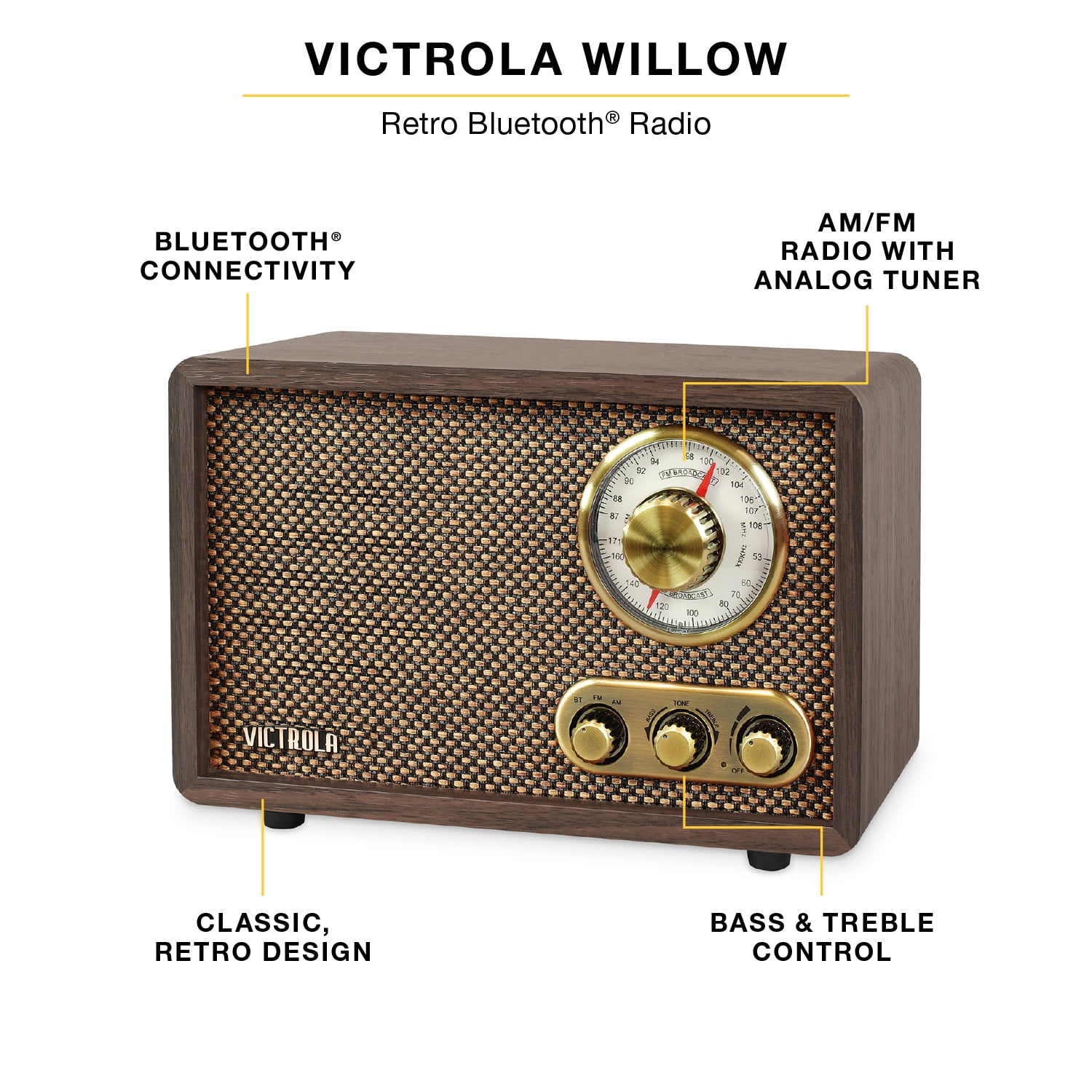 Victrola Willow Wood Bluetooth Radio - Walmart.com