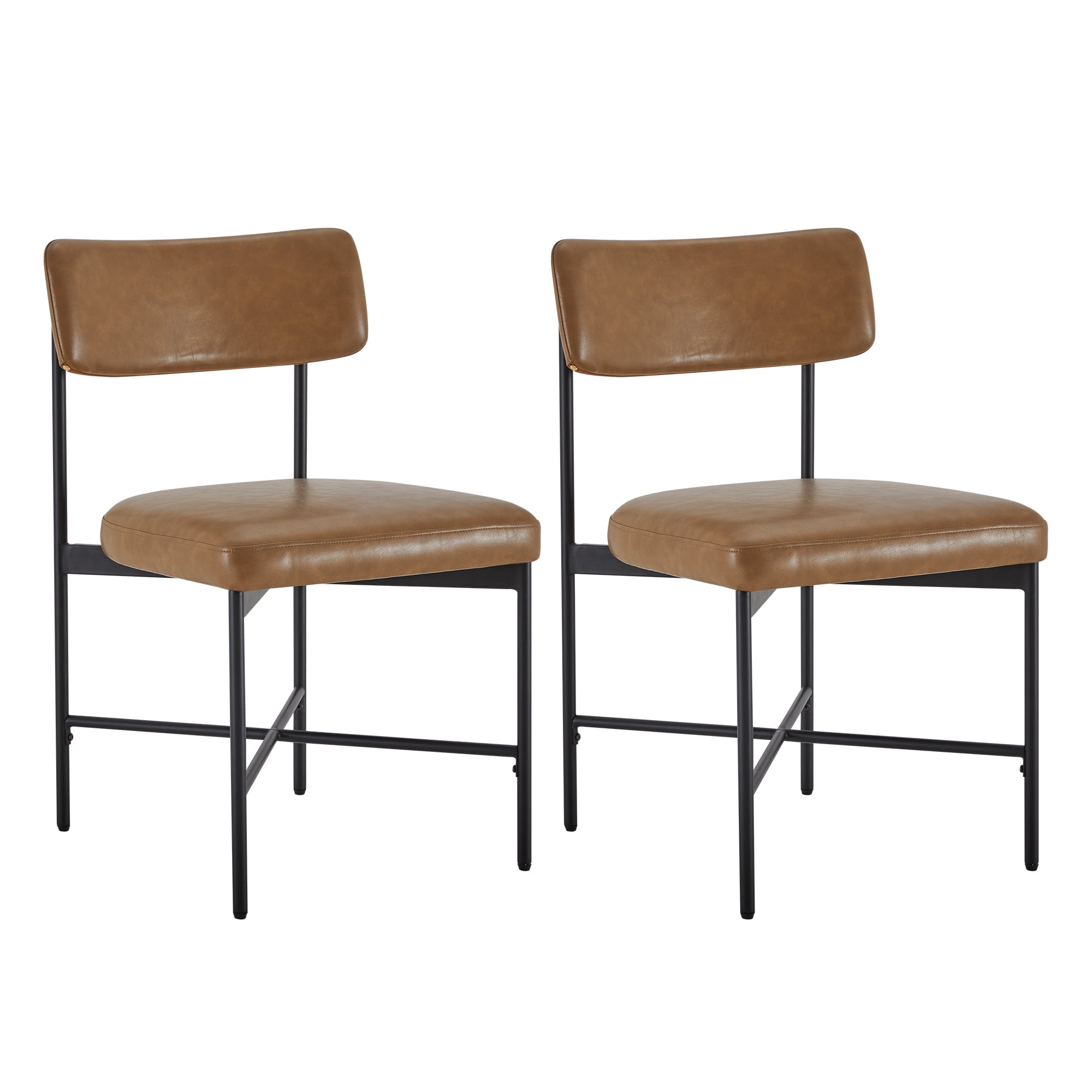 CHITA Set of 2 Mid-Century Modern Dining Chairs, Faux Leather