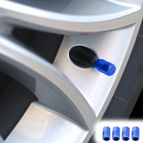 CxhicLuv Car Tire Valve Cover, Auto Aluminum Alloy Cap, Lightweight Rust-Resistant 4-Pack, Vehicle Tire Accessories, Tire Valve Protection & Decoration Tools for Car Owners, Truck Drivers, Blue