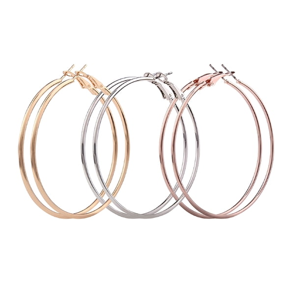 DESIGNICE Hoop Earrings For Women Big Lady 3 Pair Dangle Round Loop Thin Large Earrings Fashion Hoop Earrings