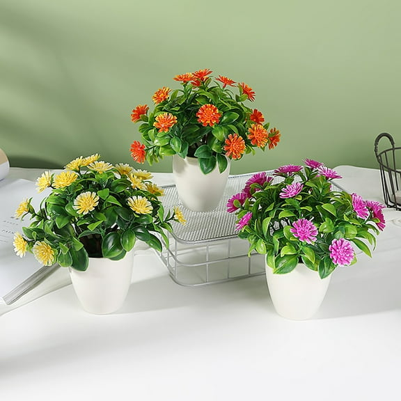 Simulated Bonsai Non-fading Not Wither Realistic Artificial Chrysanthemum Potted Plant Home Supplies