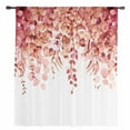 thumbnail image 2 of Red Eucalyptus Leaves Semi Sheer Curtains Drapes for Living Room, Bedroom, French Doors Window 54 Inches Long, Spring Floral Summer Botanical Rod Pocket Chiffon Curtain Drapery Voile Draperies Panel, 2 of 6