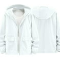 thumbnail image 2 of Hood Men Jacket Plain Zip Up White Jacket Long Sleeve Trendy Winter Coat for Men, 2 of 9