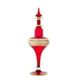 thumbnail image 2 of Red T Shape Egyptian Blown Glass Perfume Bottle with Gold Rings Made in Egypt, 2 of 3