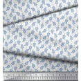 thumbnail image 3 of Soimoi Blue Cotton Duck Fabric Pecan Leaves Printed Fabric 1 Yard 42 Inch Wide, 3 of 3