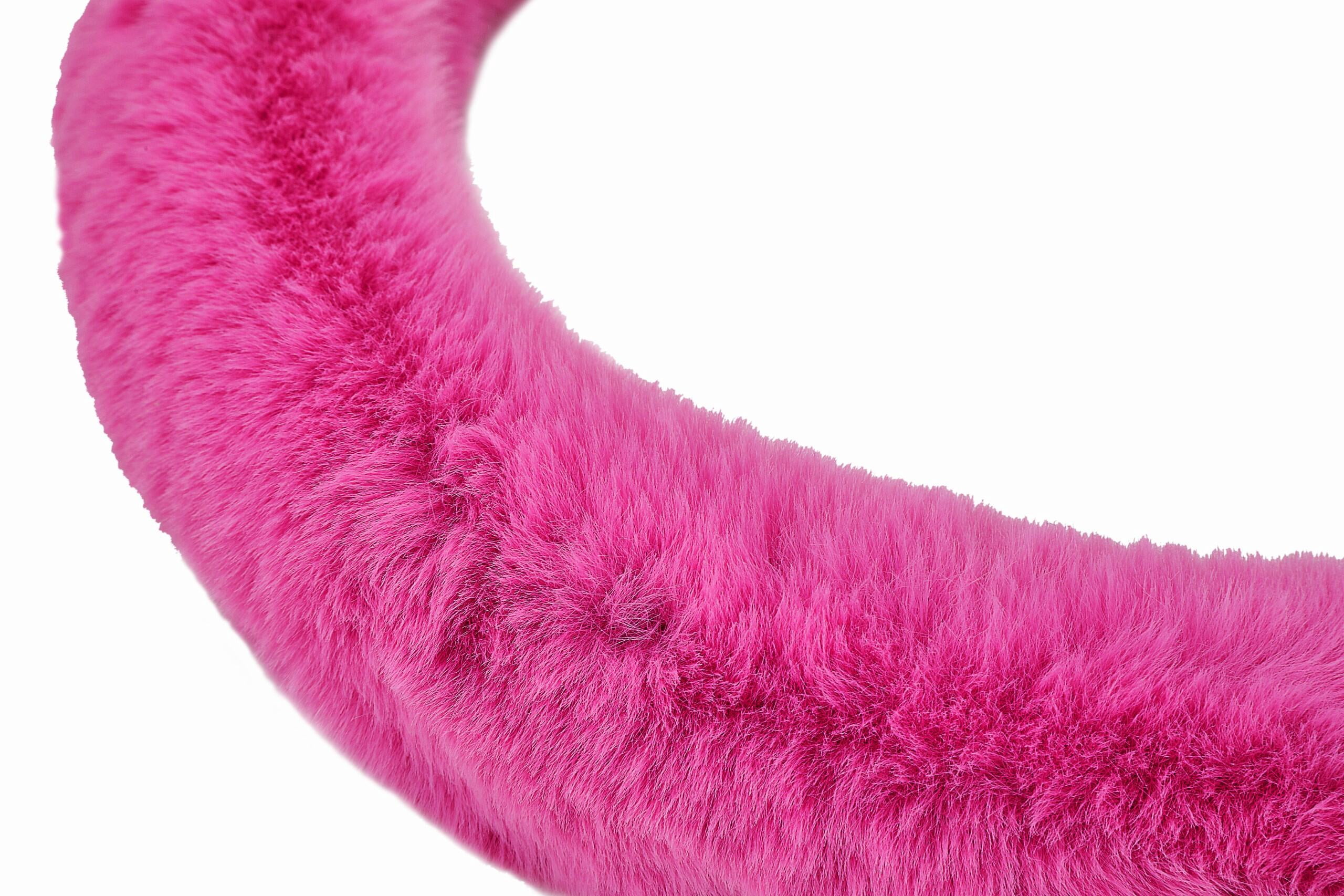 Emerald Universal 14.6"-15.4" Plush Steering Wheel Cover, Soft Faux Fur - Purple