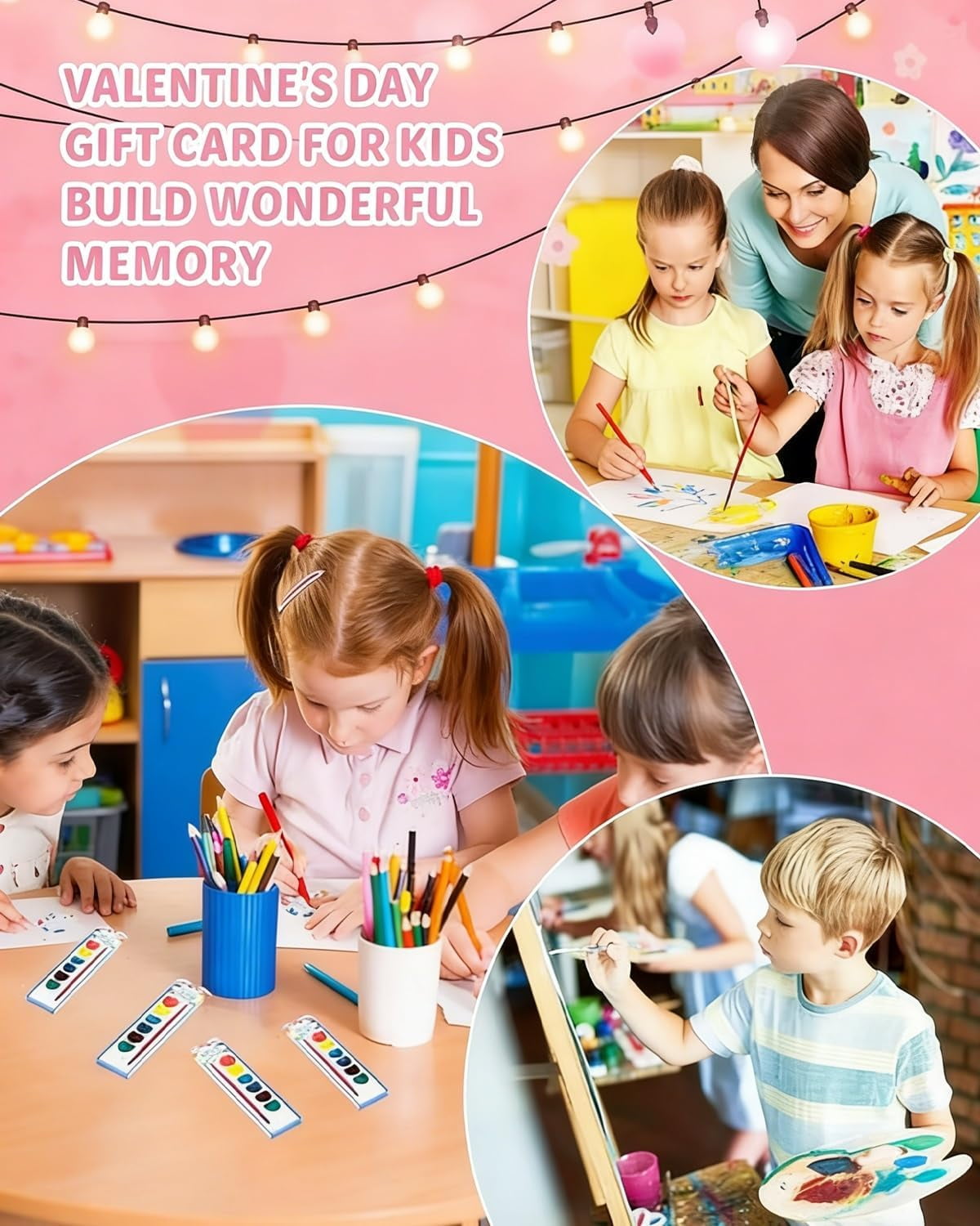 Mini Watercolor Paint Set for Valentine’s Day | Romantic Art Gift Valentine Watercolor Heart Shaped Water Colors with Paintbrush for Kid 8/12colors Classroom Mini Paint Set Preschool