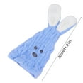 thumbnail image 4 of FEOLGEHLY Absorbent Coral Fleece Drying Hair Towel Wrap for Women, Plush Fast-Dry Turban Wrap Cap with Cute Rabbit Cartoon Design, Soft Hair Drying Towels for Bath and Travel (Blue), 4 of 7