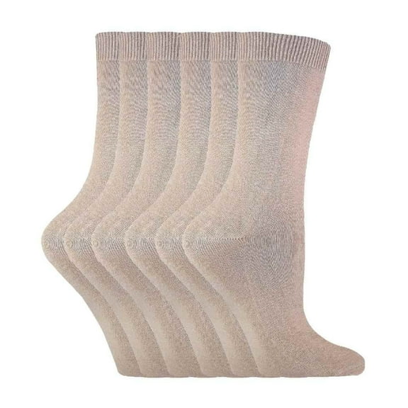 Sock Snob - 6 Pairs of Ladies Plain Coloured Cotton Rich Ankle Socks