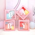 thumbnail image 7 of Cheinxy Baby Boxes with Letters for Baby Shower,4 Transparent Balloon boxes for Gender Reveal Decorations Birthday Wedding Party Backdrop, Pink, 7 of 7