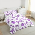 thumbnail image 3 of jejeloiu Purple Bowtie Strawberry Full Size Comforter Sets,Modern Graffiti Artwork Bedding Comforter Set,Cartoon Cute Boe Bowknot Bedding Sets For Teens,Breathable Home Decor Reversible,3 Pieces, 3 of 8