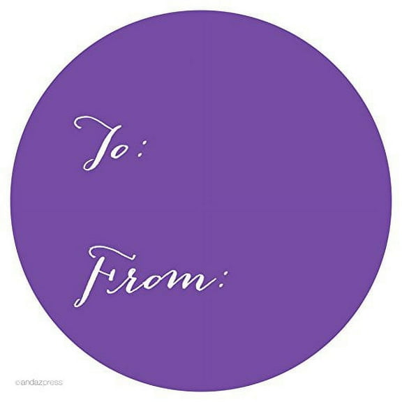 Purple Whimsical To/From Circle Gift Labels, 40-Pack