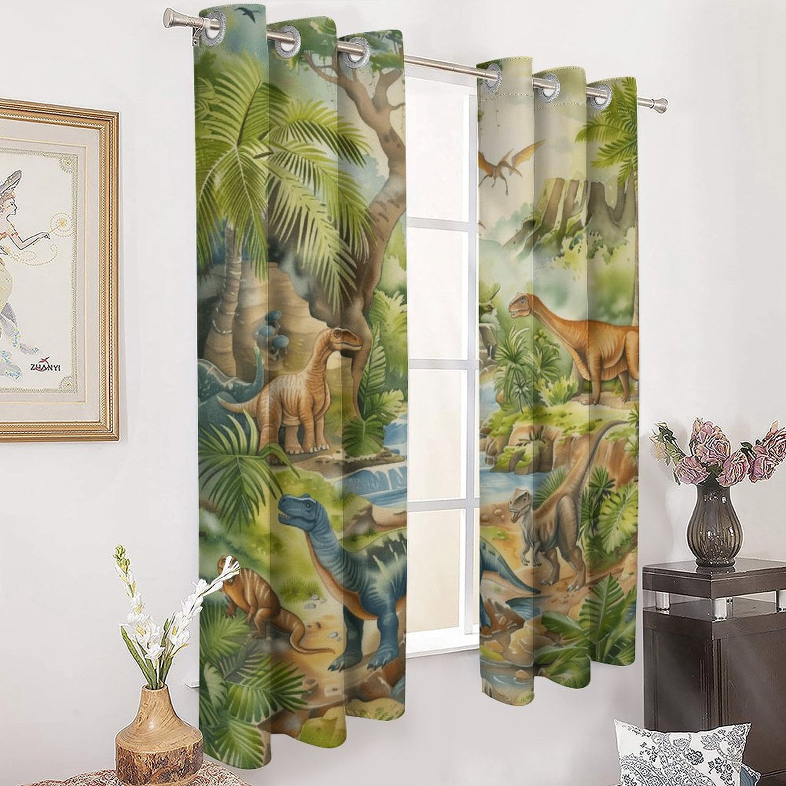 Jurassic Dinosaur Window Curtain Panels Grommet Blackout Curtains Blackout Curtains for Living Room