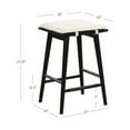 thumbnail image 4 of Nathan James Barker Counter Height Solid Wood Barstool with Upholstered Cushion, Backless Island Stool with Rubberwood Legs and Natural Textured Linen Upholstery for Kitchen, Black/White, 4 of 7