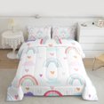 thumbnail image 2 of Homewish Colorful Rainbow Bedding Comforter Set,Multicolor Cartoon Heart Print Twin Comforter Sets,White Pink Blue Bedding Set For Girls,Luxury Bedroom Decor Reversible,2 Pieces, 2 of 8