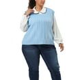 thumbnail image 1 of Suéteres de talgrande pamujer Chaleco con cuello en V Cable Estilo de muy buen gusto Jersey sin mangas Suéter Chalecos Cielo azul 1X, 1 of 6