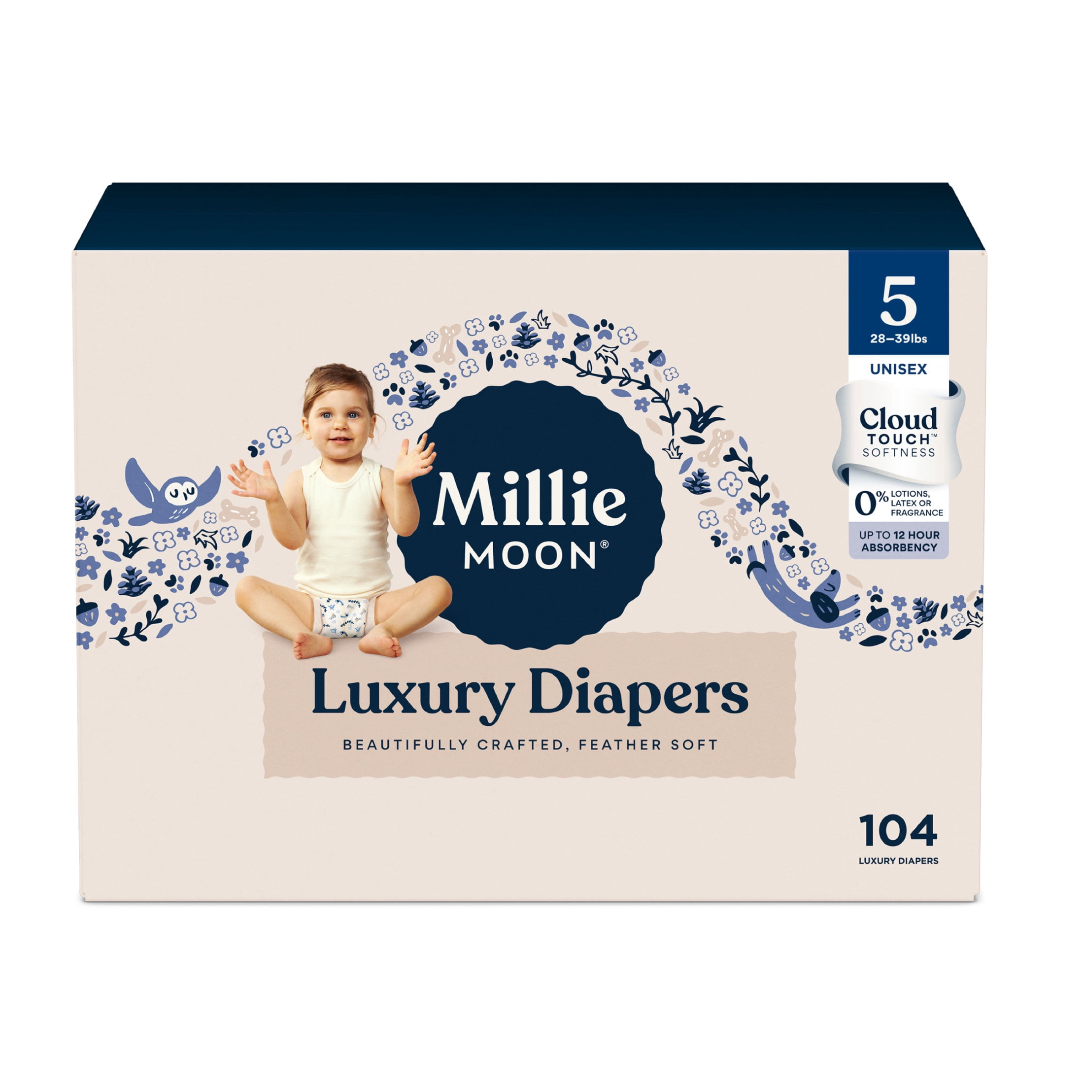 Millie Moon Luxury Diapers, Size 5, 104 Count (Select for More Options)