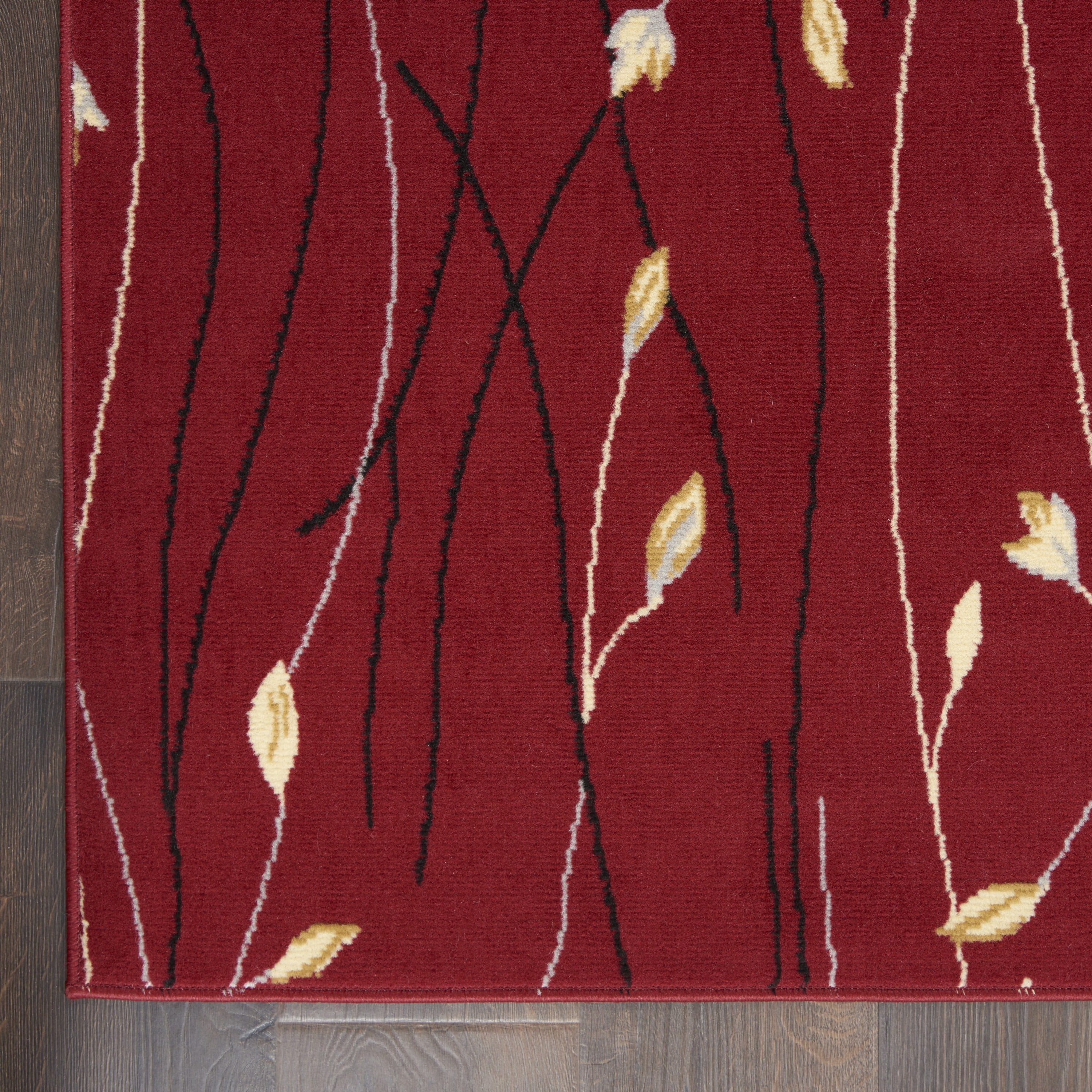Nourison Grafix Transitional Botanical Red 2'3" x 7'6" Area Rug, (8' Runner)