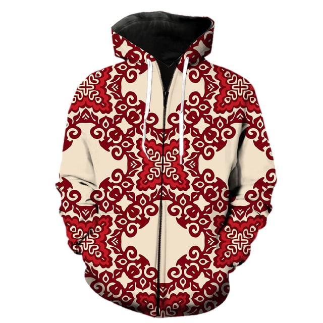 Sudadera con capucha estilo nacional retro para hombre, con cremallera, estilo Harajuku, divertida, de manga larga, con estampado 3D, chaquetas con capucha, estilo hip hop.