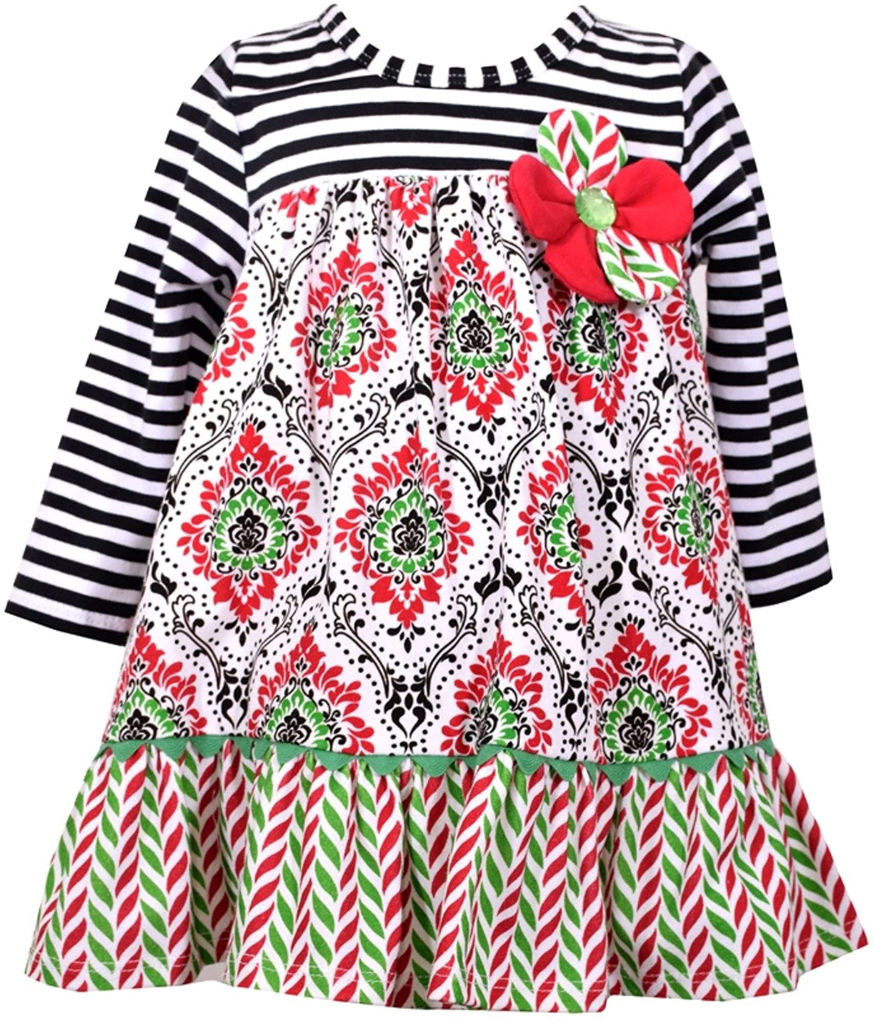 Bonnie Jean Girls Stripe Damask Dress 