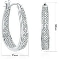 thumbnail image 3 of Fashion Sparkling White Crystal Paved Oval Shape Hoop Earrings for Women, 3 of 4