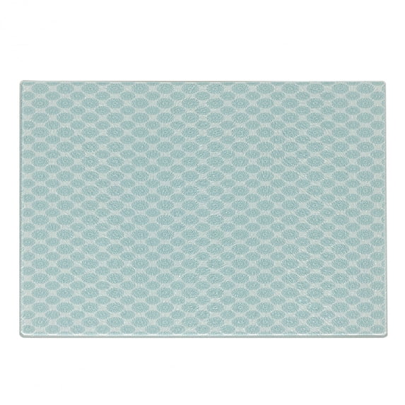 Pale Blue Cutting Board, Elliptical Shapes with Star Like Inside Wavy Bold Chain Pattern, Decorative Tempered Glass Cutting and Serving Board, Small Size, Pale Blue White, by Ambesonne