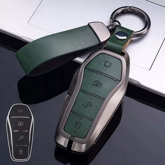 Zinc Alloy Leather Car Key Fob Case Cover Bag For BYD Song Qin Han EV FOR Tang