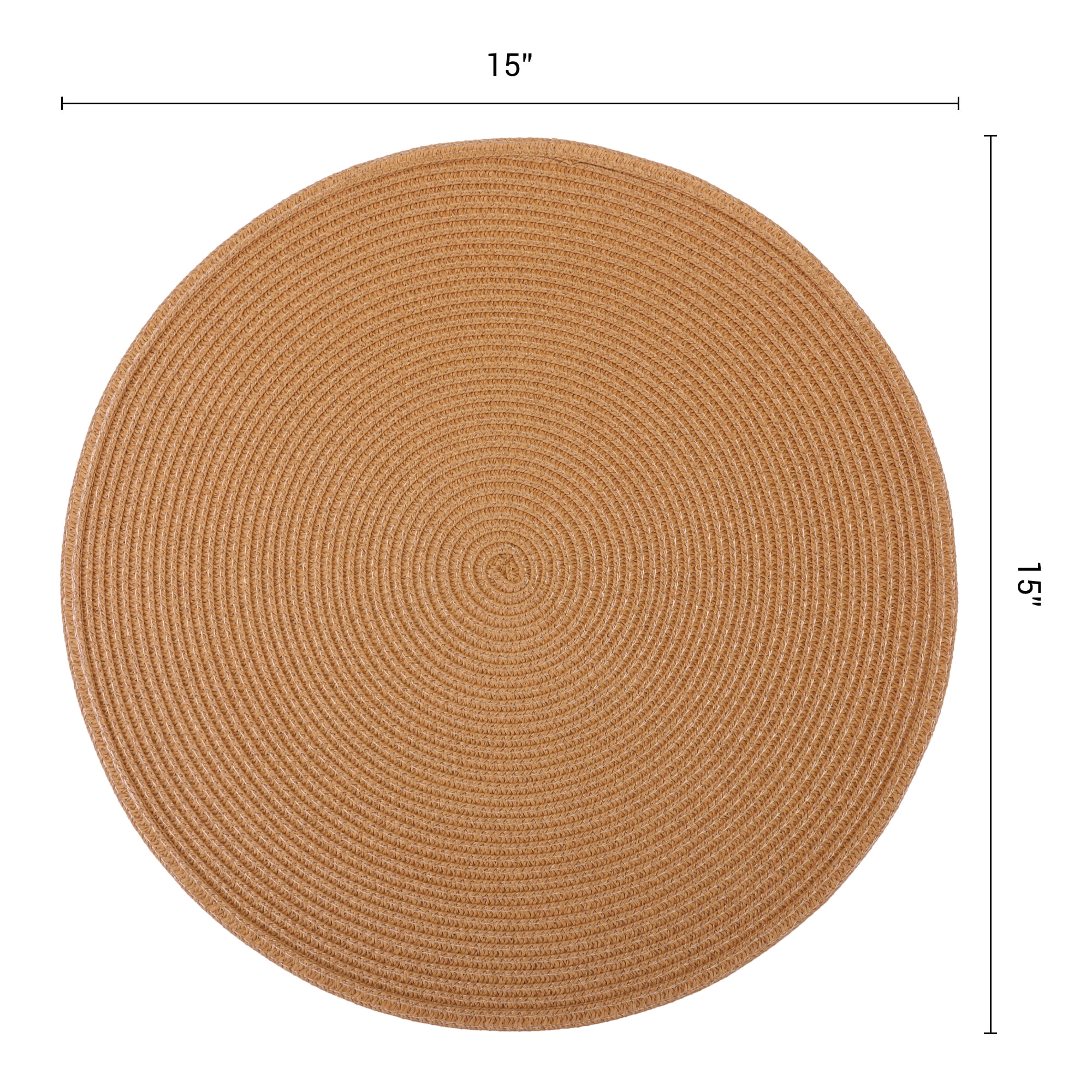 Unique Bargains 6Pcs Rustic Round Woven Dining Placemats Dark Brown 15x15inch