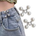 thumbnail image 1 of 4pcs Jean Button Pins, Adjustable Jean Button, Detachable Jean Button Pin, No Sewing Required, Perfect Fit Instant Jean Button.(White Pearl), 1 of 4