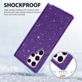 thumbnail image 3 of CASEFIV for Samsung Galaxy S23 Ultra Case 6.8 Inch, [with 2Pcs Camera Lens Protector] Shiny Sparkly Bling Three Layer Shockproof Phone Cover,Purple/Silver Glitter, 3 of 8