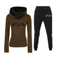 thumbnail image 1 of WILLBEST Womens Jeans Women's Sporty Hooded Sweatshirt Set Solid Color Long Sleeve Activewea Workpant, 1 of 2