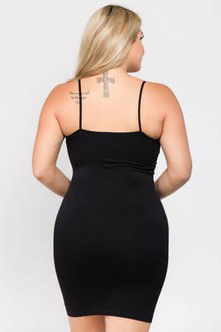 K-Cliffs Women's Seamless Spaghetti Strap Cami Slip Dress, One Plus Size
