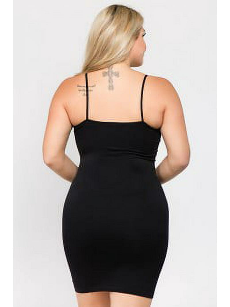 K-Cliffs Plus Size Seamless Long Cami Top Dress Black