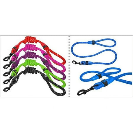 Doco DCROPE5060-03L 5 ft. Reflective Rope Leash with Soft Rubber Handle Red - Large