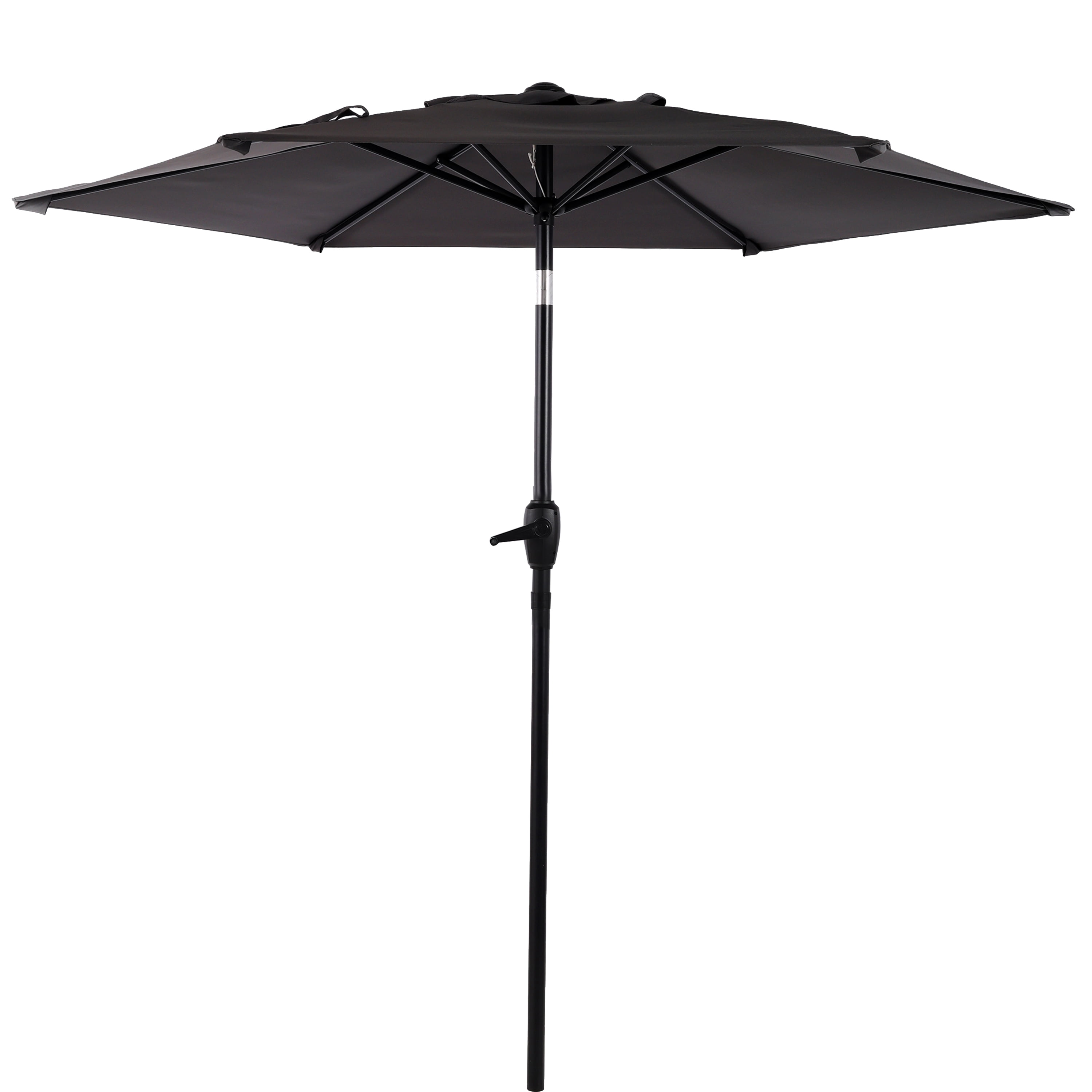10FT Patio Umbrella, Outdoor Market Yard Umbrella, Sun Shade Umbrella with Push Button Tilt and Crank Mechanism for Garden, Deck, Pool and Backyard, Not Include Umbrella Base,Grey