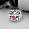 thumbnail image 2 of SISGEM Lion Head Ring for Men Sterling Silver Ruby Ring Vintage Gothic Biker Roaring Lion Head Animal Rings Punk Lion Jewelry Gift for Men, 2 of 5