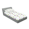 thumbnail image 2 of Golf Fitted Sheet & Pillow Sham Set, Clubs Carts Ball Flag on the Grass Championship Tournaments, Decorative Printed 4 Piece Bedding Decor Set, Twin, Lime Green Purple, by Ambesonne, 2 of 3