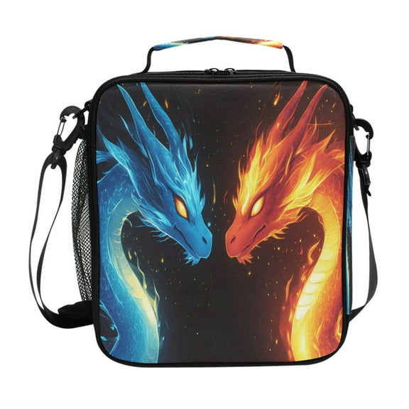 ALAZA Dragon Fire Blue Lunch Box Insulated Lunch Bag Reusable Thermal Cooler Tote School Picnic