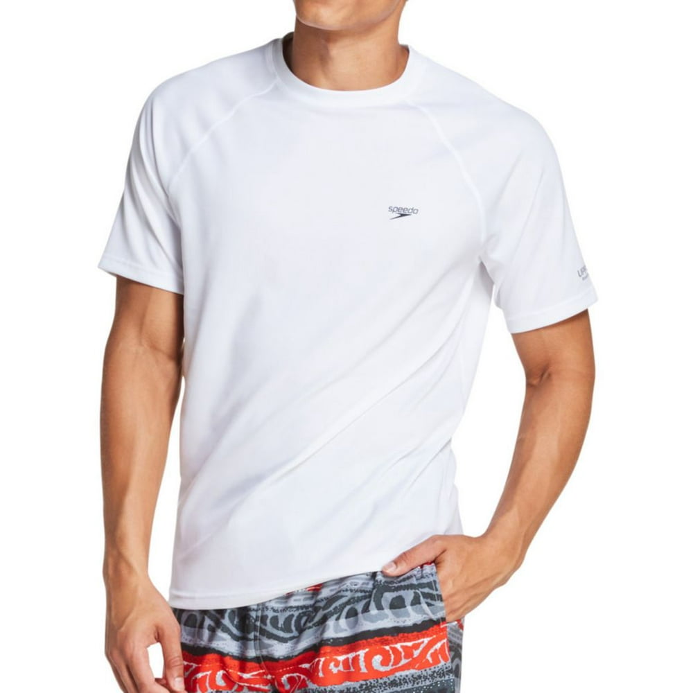Men's Speedo 7748220 Easy Regular Fit Short Sleeve Swim Shirt (White S